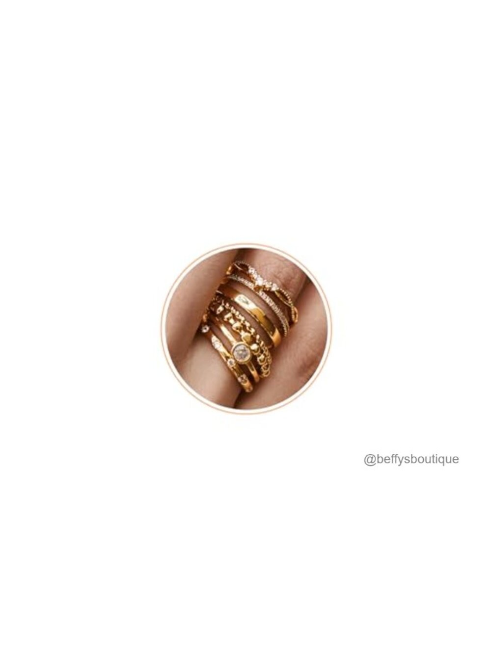 14K Gold Filled Stackable Rings Set of 6 Cubic Zirconia Size 6